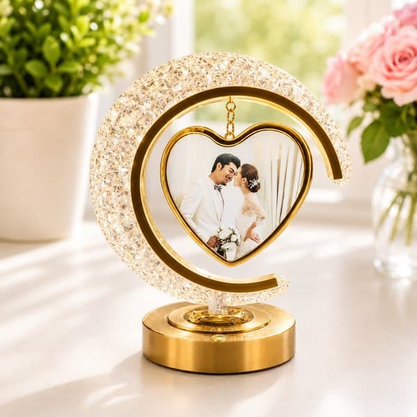 Half Moon Crystal LED Photo Frame Lamp
